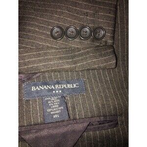 Banana Republic Men Brown Striped Wool Blend Sport Coat Blazer Jacket 46L